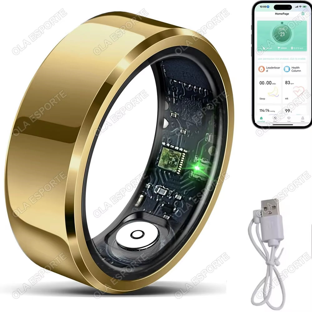 2025 Smart Ring Blood Pressure Heart Rate Sleep Monitoring Smartring IP68 & 5ATM Waterproof Multi-Sport Mode Smartring Man Women