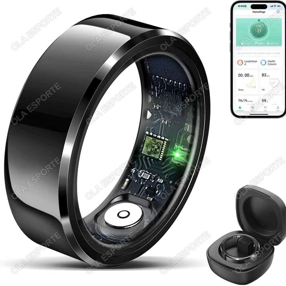 2025 Smart Ring Blood Pressure Heart Rate Sleep Monitoring Smartring IP68 & 5ATM Waterproof Multi-Sport Mode Smartring Man Women